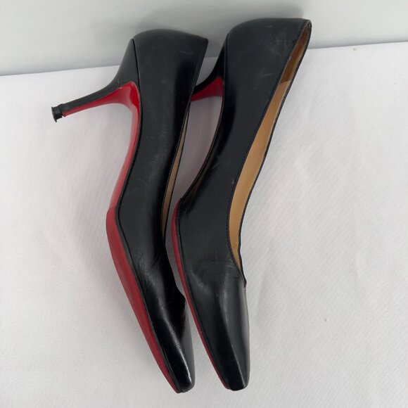 Christian Louboutin Black Leather Pointed Toe Heels Women’s Size 37 - Picture 6 of 11